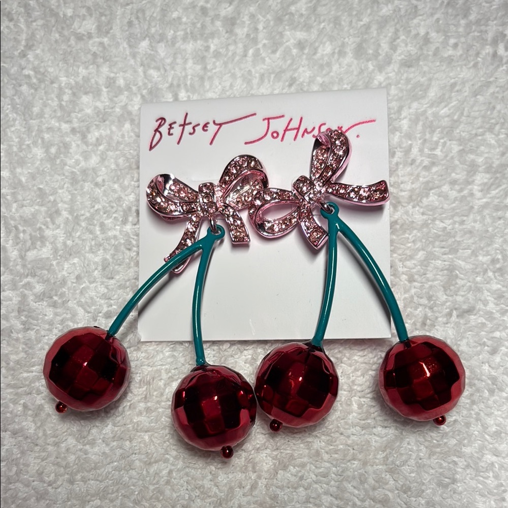 Betsey Johnson Think Pink Disco
Cherry Bow Drop Earrings New - Picture 3 of 6